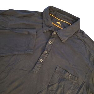 Tommy Bahama Men's XL Black With Orange Long Sleeve Pima Cotton & Modal Polo